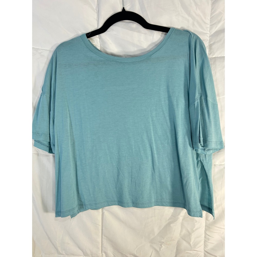 Heart & Hips Teal Blue Super Soft Fabric Cropped T Shirt‎ Top Womens Medium